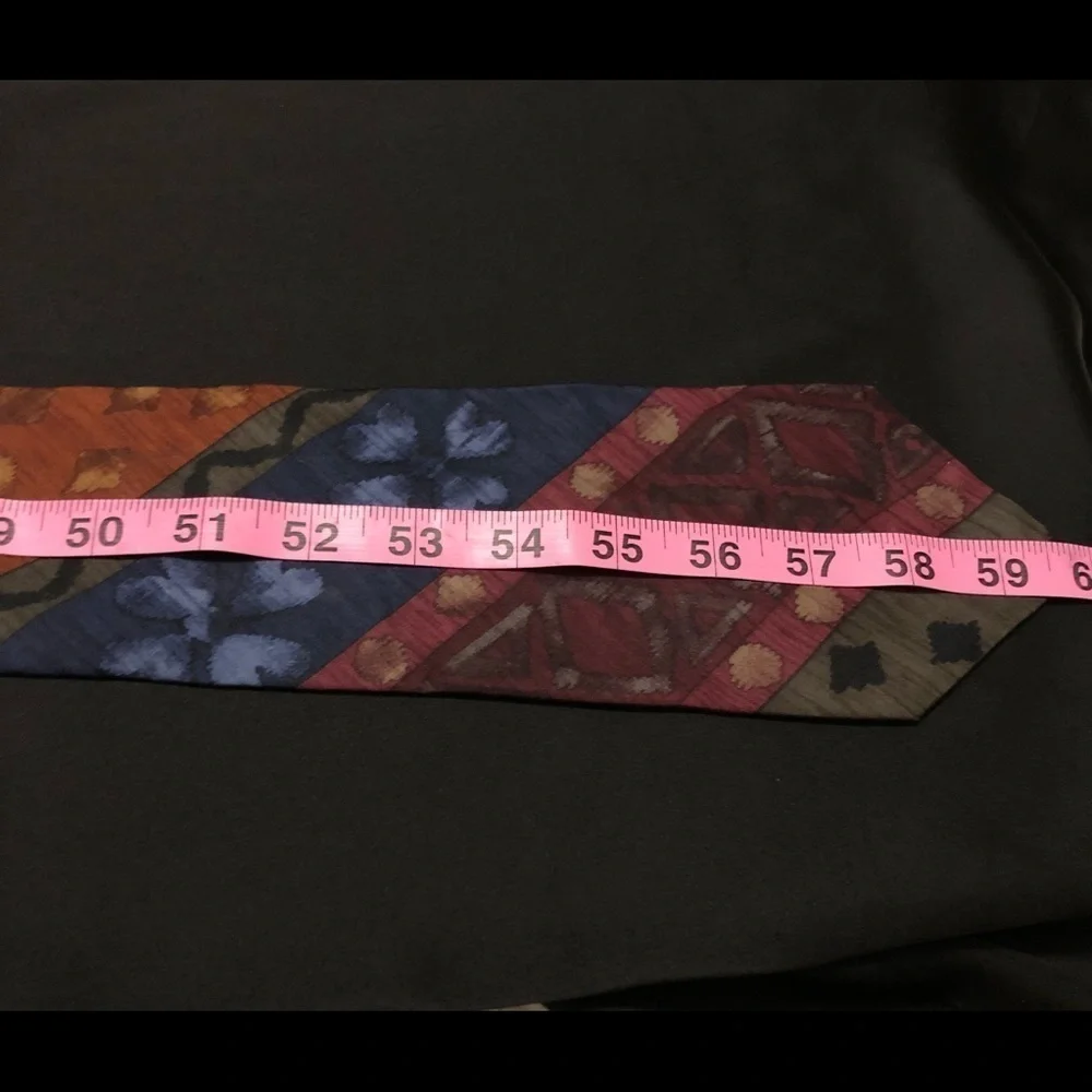 Vintage John Henry 100% Silk Tie. Abstract Design including Florals. Multicolor.